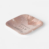 Birthday Rose Goldblush Glitzer Ballons Name Pappteller (Gewinkelt)