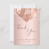Birthday Rose Goldblush Glitzer Tropfen Ballons Dankeskarte (Vorderseite)