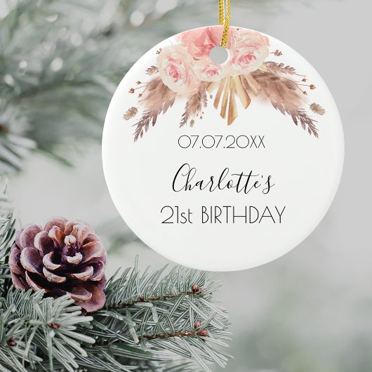 Birthday Rose Goldblütengras Keramik Ornament