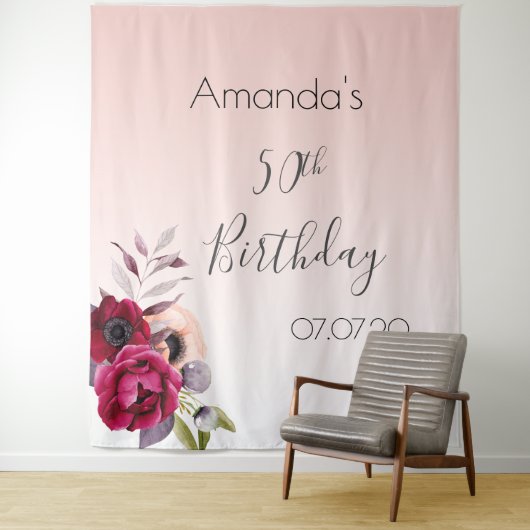 Birthday Rose Goldene Rosa Rosa Blumenbezeichnunge Wandteppich (Beispiel)