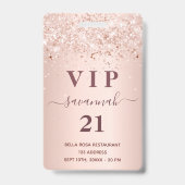 Birthday Rose Goldstaub Einladung Ausweis (Vorderseite)