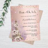 Birthday Rose Paris Eiffel Einladung