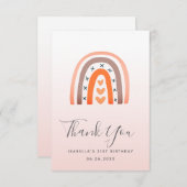 Birthday Rose Rosa Regenbogenorange Dankeskarte (Vorne/Hinten)