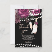 Birthday Rose Wine Luxus Dankeskarte (Vorderseite)