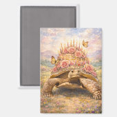 Birthday Roses and Butterflies Sulcata turtle Magnet (Vorderseite/Rückseite)