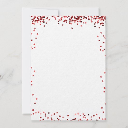 Birthday Rot-Weiß-Glitzer-Ballons Luxus Einladung (Rückseite)