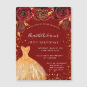 Birthday Rotgold Glitzer Luxus Magneteinladung (Vorderseite)