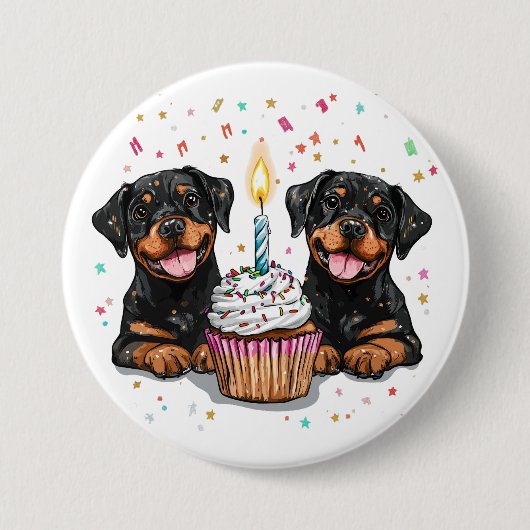 Birthday Rottweiler Hunde Button (Vorderseite)