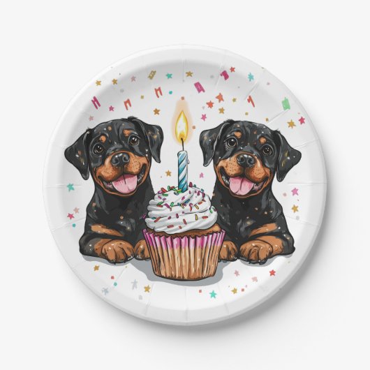 Birthday Rottweiler Hunde Pappteller (Vorderseite)