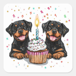 Birthday Rottweiler Hunde Quadratischer Aufkleber
