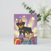 Birthday Rottweiler Postkarte (Stehend Vorderseite)