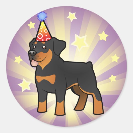 Birthday Rottweiler Runder Aufkleber (Vorderseite)