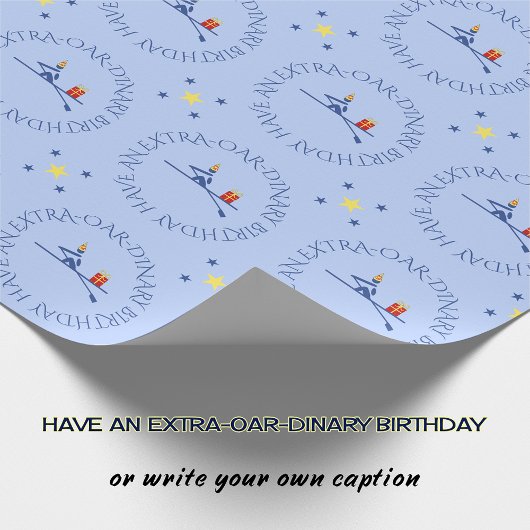 Birthday rower benutzerdefinierter Text blau Geschenkpapier