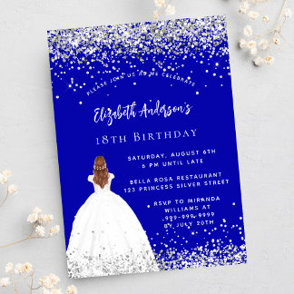 Birthday Royal Blue Glitzer Kleid Luxus Einladung