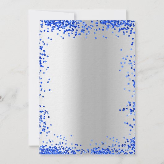 Birthday Royal Blue Silber Ballons Luxus Einladung (Rückseite)