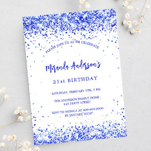 Birthday Royal Blue White Luxe Einladung