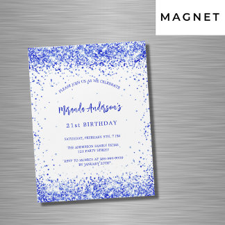 Birthday Royal Blue White Luxe Magneteinladung