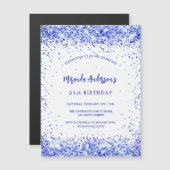 Birthday Royal Blue White Luxe Magneteinladung (Vorne/Hinten)
