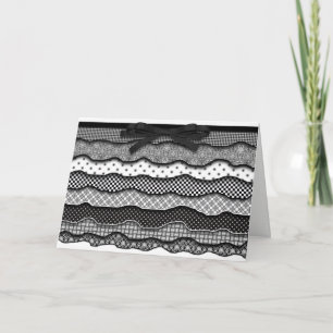 Birthday,  Ruffles-Black/White/Pattern, Karte