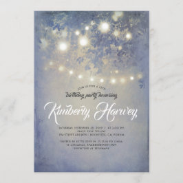 Birthday Rustic Garden Lights Dusty Blue Einladung