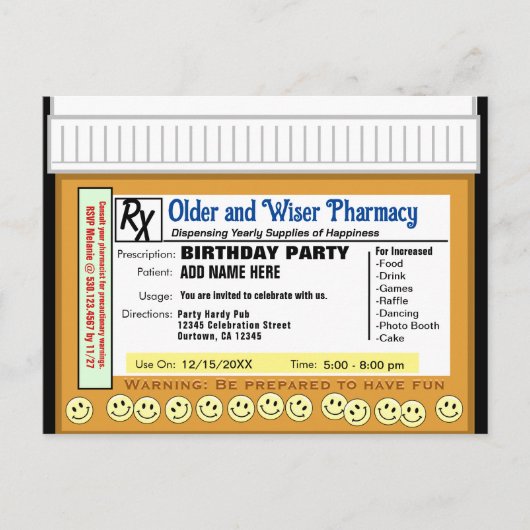 Birthday RX für Spaß Postkarte (Vorderseite)