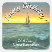 Birthday Sailboat on Banderas Bay 0884 Quadratischer Aufkleber (Vorderseite)