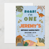 Birthday-Saurus Erste Geburtstagsfeier Einladung (Vorne/Hinten)