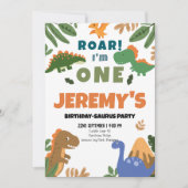Birthday-Saurus Erste Geburtstagsfeier Einladung (Vorderseite)
