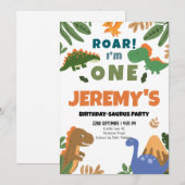 Birthday-Saurus Erste Geburtstagsfeier Einladung (Vorne/Hinten)
