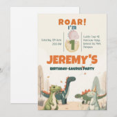 Birthday-Saurus Erste Geburtstagsfeier Einladung (Vorne/Hinten)