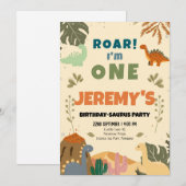 Birthday-Saurus Erste Geburtstagsfeier Einladung (Vorne/Hinten)