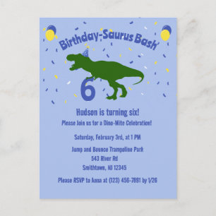 "Birthday-Saurus" Kinderpartei Dinosaurier Geburts Einladungspostkarte