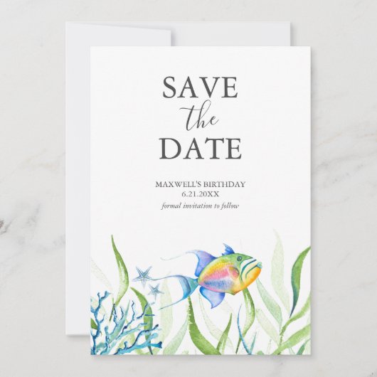 Birthday Save The Date Cards Fish (Vorderseite)
