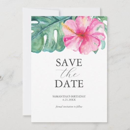 Birthday Save The Date Cards Tropical Theme (Vorderseite)