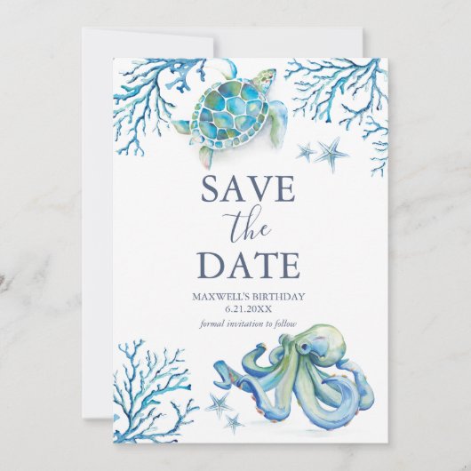 Birthday Save The Date Cards Under the Sea (Vorderseite)