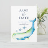 Birthday Save The Date Cards Whale (Stehend Vorderseite)