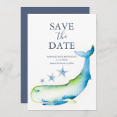 Birthday Save The Date Cards Whale (Vorne/Hinten)