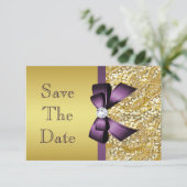 Birthday Save the Date Gold Imitate Sequin Lila Bo (Stehend Vorderseite)