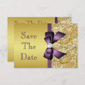 Birthday Save the Date Gold Imitate Sequin Lila Bo (Vorne/Hinten)