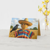 Birthday Scarecrow Wearing a Sombrero and Poncho Karte (Gelbe Blume)