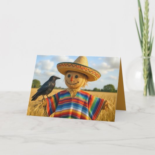 Birthday Scarecrow Wearing a Sombrero and Poncho Karte (Vorderseite)