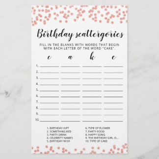 Birthday Scattergories-Spiel
