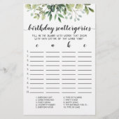 Birthday Scattergories-Spiel (Vorderseite)