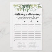 Birthday Scattergories-Spiel (Vorne/Hinten)