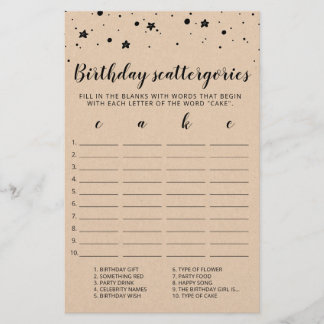 Birthday Scattergories-Spiel