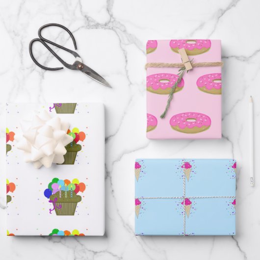 Birthday Scene Wrapping Paper Sheets Geschenkpapier Set (Vorderseite)