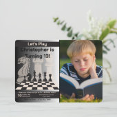 Birthday Schach Einladung Spiel Thema mit Foto (Stehend Vorderseite)