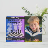 Birthday Schach Party Einladung personalisiertes F (Stehend Vorderseite)