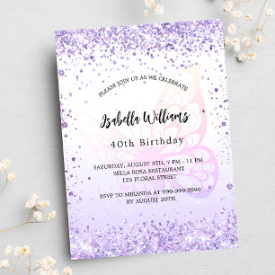 Birthday Schmetterling Violett Lavendel Drehbuch L Einladung