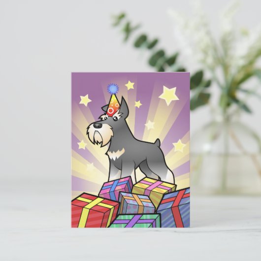 Birthday Schnauzer Postkarte (Stehend Vorderseite)